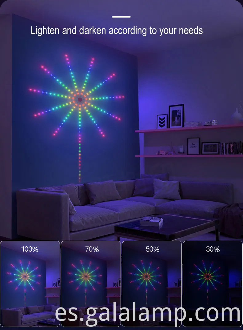 Colorful Symphony LED Fireworks Light para decoración del hogar
